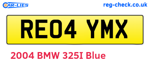 RE04YMX are the vehicle registration plates.