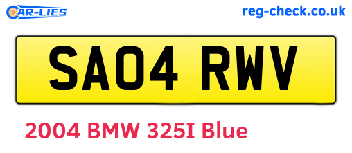 SA04RWV are the vehicle registration plates.