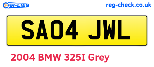 SA04JWL are the vehicle registration plates.