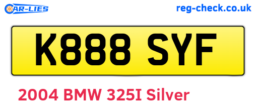 K888SYF are the vehicle registration plates.