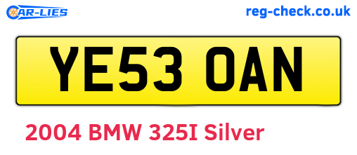 YE53OAN are the vehicle registration plates.