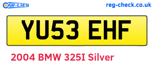 YU53EHF are the vehicle registration plates.