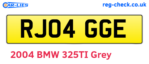 RJ04GGE are the vehicle registration plates.