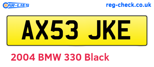 AX53JKE are the vehicle registration plates.