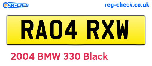 RA04RXW are the vehicle registration plates.