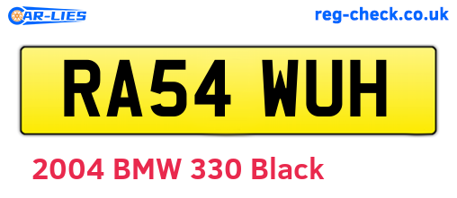 RA54WUH are the vehicle registration plates.