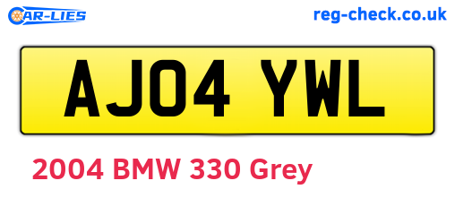 AJ04YWL are the vehicle registration plates.