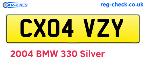 CX04VZY are the vehicle registration plates.
