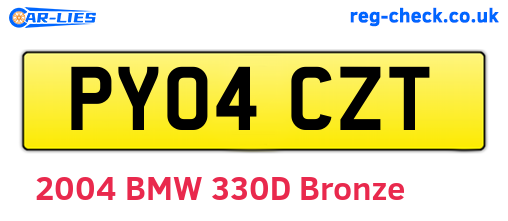 PY04CZT are the vehicle registration plates.