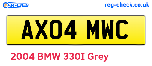 AX04MWC are the vehicle registration plates.