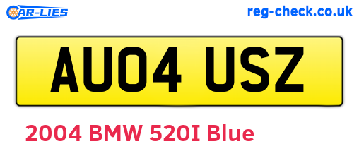 AU04USZ are the vehicle registration plates.