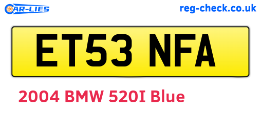 ET53NFA are the vehicle registration plates.