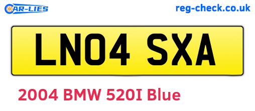 LN04SXA are the vehicle registration plates.