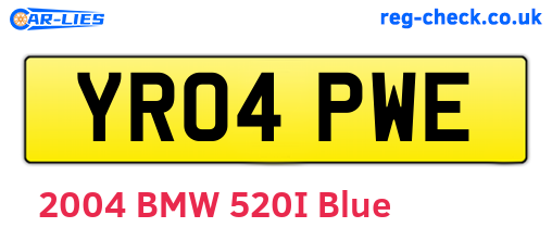 YR04PWE are the vehicle registration plates.