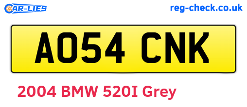 AO54CNK are the vehicle registration plates.