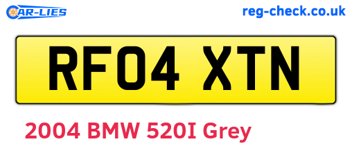 RF04XTN are the vehicle registration plates.