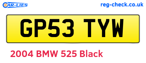 GP53TYW are the vehicle registration plates.