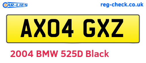 AX04GXZ are the vehicle registration plates.