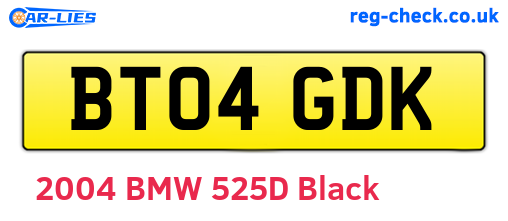 BT04GDK are the vehicle registration plates.