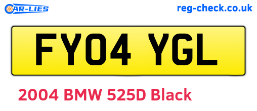 FY04YGL are the vehicle registration plates.