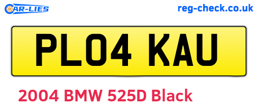 PL04KAU are the vehicle registration plates.