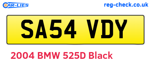 SA54VDY are the vehicle registration plates.