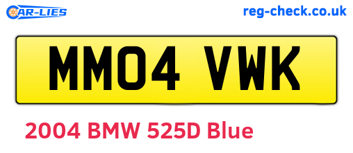 MM04VWK are the vehicle registration plates.