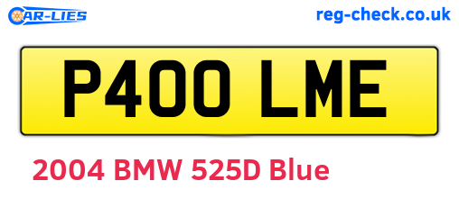 P400LME are the vehicle registration plates.