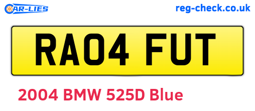 RA04FUT are the vehicle registration plates.