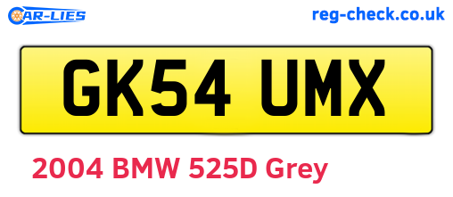 GK54UMX are the vehicle registration plates.