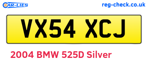 VX54XCJ are the vehicle registration plates.