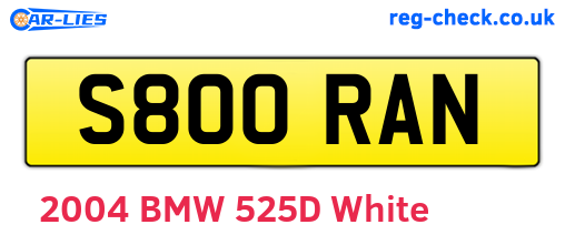 S800RAN are the vehicle registration plates.