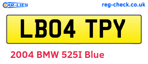 LB04TPY are the vehicle registration plates.