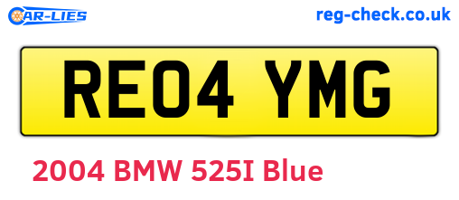 RE04YMG are the vehicle registration plates.