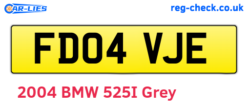 FD04VJE are the vehicle registration plates.