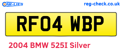 RF04WBP are the vehicle registration plates.