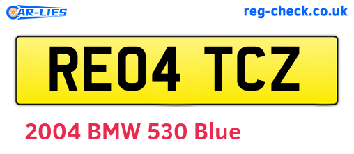 RE04TCZ are the vehicle registration plates.