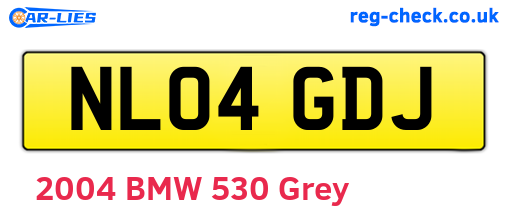 NL04GDJ are the vehicle registration plates.