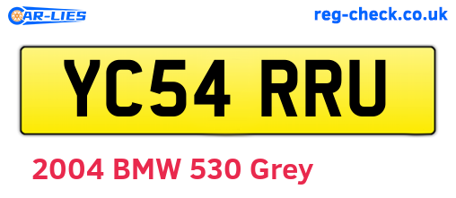 YC54RRU are the vehicle registration plates.