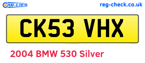 CK53VHX are the vehicle registration plates.