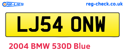 LJ54ONW are the vehicle registration plates.