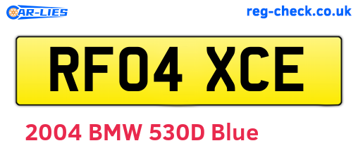 RF04XCE are the vehicle registration plates.