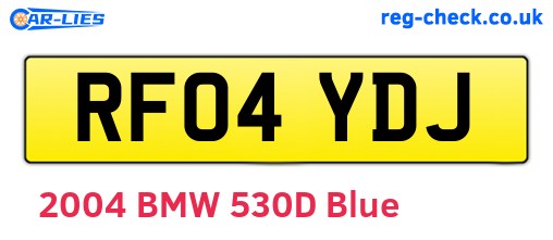 RF04YDJ are the vehicle registration plates.