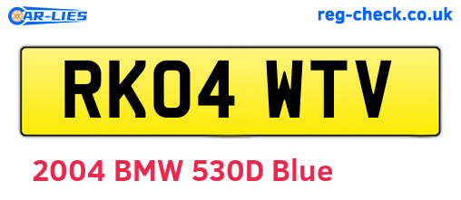 RK04WTV are the vehicle registration plates.