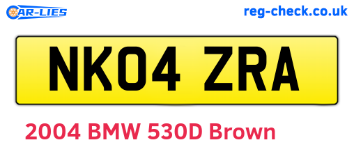 NK04ZRA are the vehicle registration plates.