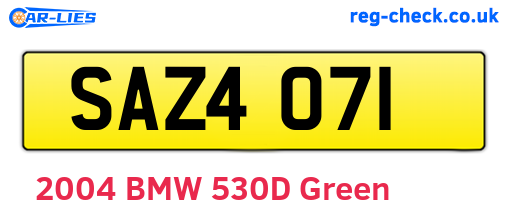 SAZ4071 are the vehicle registration plates.