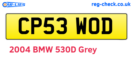 CP53WOD are the vehicle registration plates.