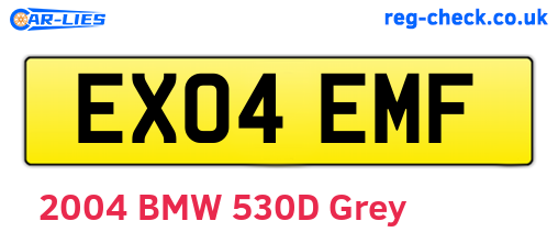 EX04EMF are the vehicle registration plates.