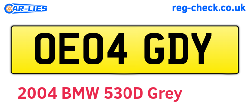 OE04GDY are the vehicle registration plates.