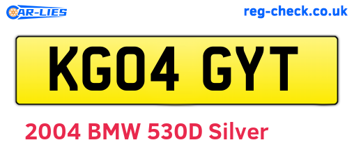 KG04GYT are the vehicle registration plates.